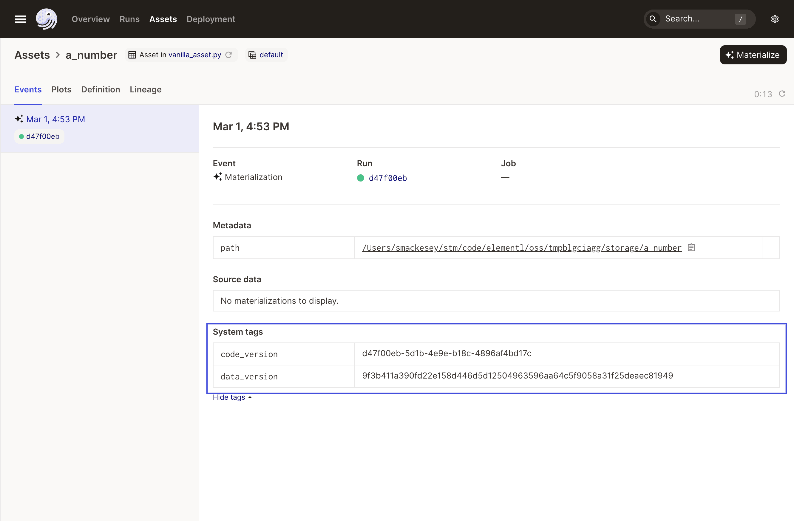 Asset versioning and caching | Dagster Docs